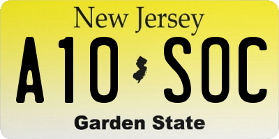 NJ license plate A10SOC