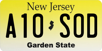 NJ license plate A10SOD