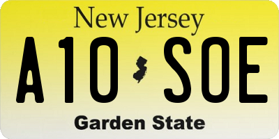 NJ license plate A10SOE