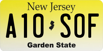 NJ license plate A10SOF