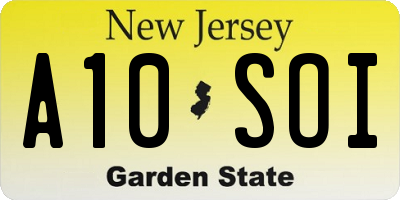 NJ license plate A10SOI