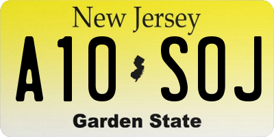 NJ license plate A10SOJ