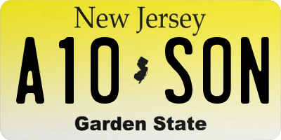 NJ license plate A10SON