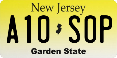 NJ license plate A10SOP