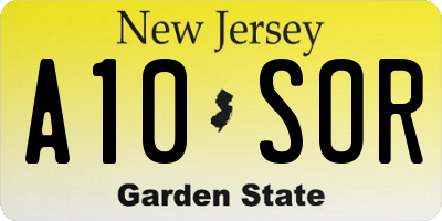 NJ license plate A10SOR