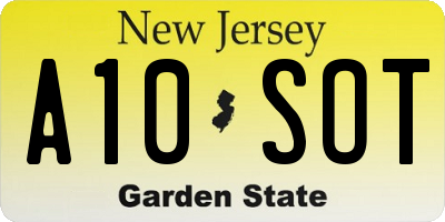 NJ license plate A10SOT