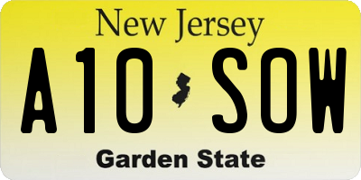 NJ license plate A10SOW