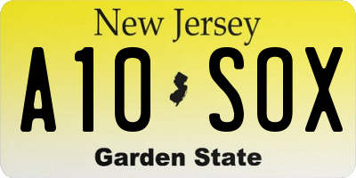 NJ license plate A10SOX