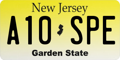 NJ license plate A10SPE