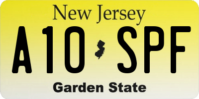 NJ license plate A10SPF