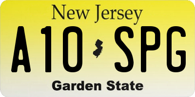 NJ license plate A10SPG