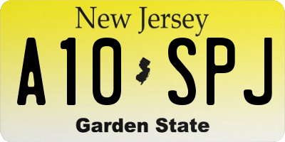 NJ license plate A10SPJ