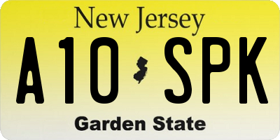 NJ license plate A10SPK