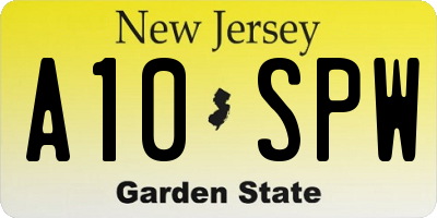 NJ license plate A10SPW