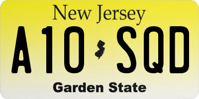 NJ license plate A10SQD
