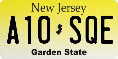 NJ license plate A10SQE