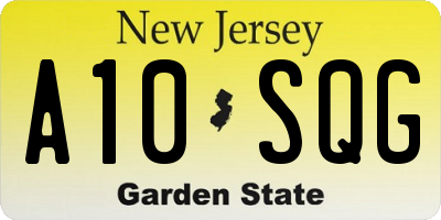 NJ license plate A10SQG