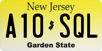 NJ license plate A10SQL