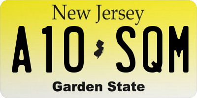 NJ license plate A10SQM