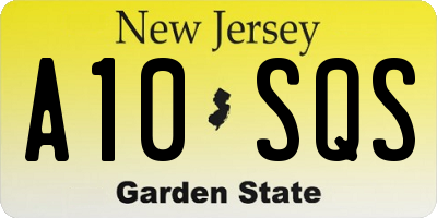 NJ license plate A10SQS