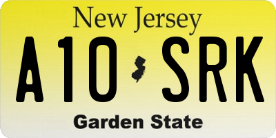 NJ license plate A10SRK