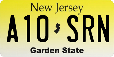 NJ license plate A10SRN