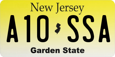 NJ license plate A10SSA