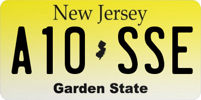 NJ license plate A10SSE