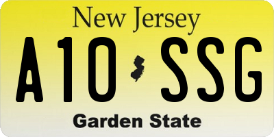 NJ license plate A10SSG