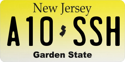 NJ license plate A10SSH