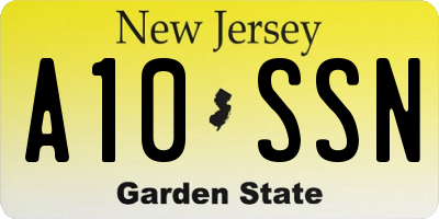 NJ license plate A10SSN