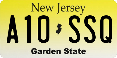 NJ license plate A10SSQ