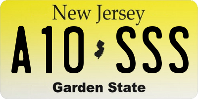 NJ license plate A10SSS