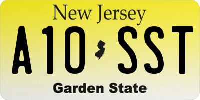 NJ license plate A10SST