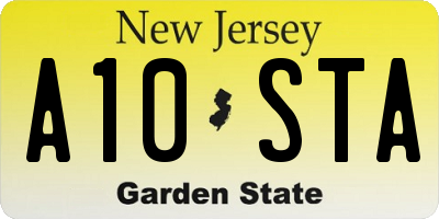 NJ license plate A10STA