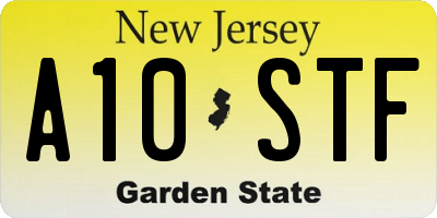 NJ license plate A10STF