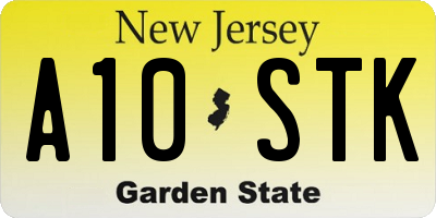 NJ license plate A10STK