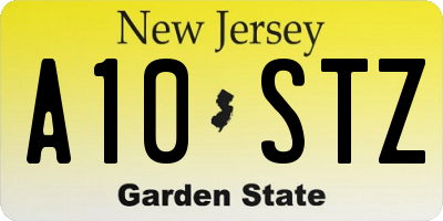 NJ license plate A10STZ