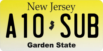 NJ license plate A10SUB