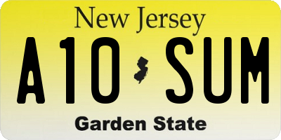 NJ license plate A10SUM