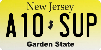 NJ license plate A10SUP