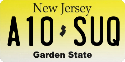 NJ license plate A10SUQ