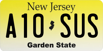 NJ license plate A10SUS