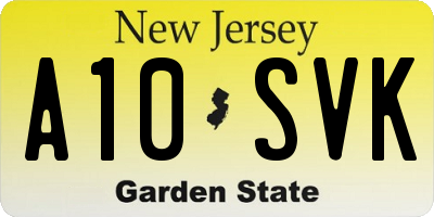 NJ license plate A10SVK