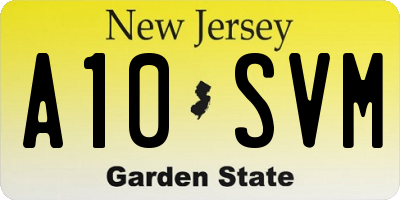 NJ license plate A10SVM