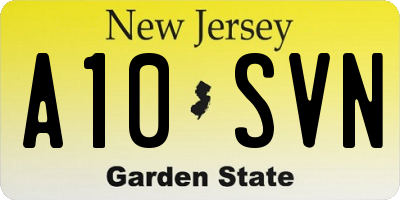 NJ license plate A10SVN