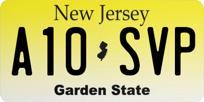 NJ license plate A10SVP