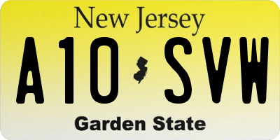 NJ license plate A10SVW