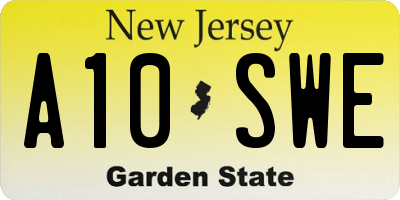 NJ license plate A10SWE