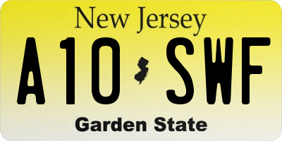 NJ license plate A10SWF